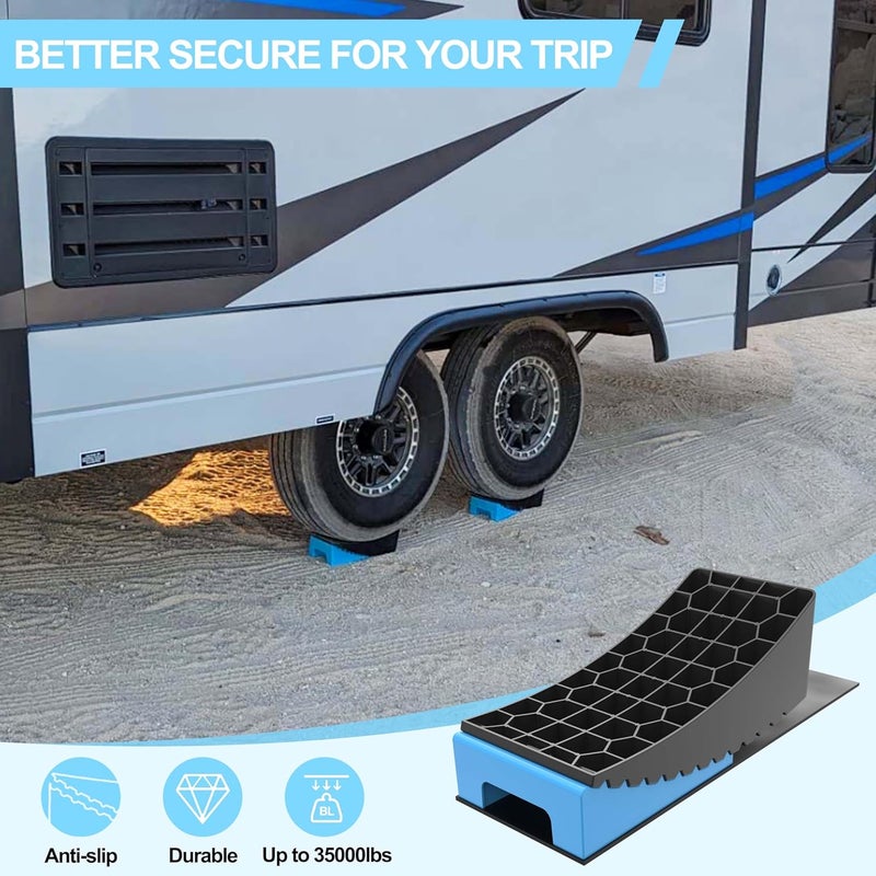 CircleRoad CirclrRoad RV Levelers, Heavy Duty RV Ramps for Leveling, Camper Wheel Levelers, Trailer Leveling Up to 35,000 lbs with Rubber Anti-Skid Pads and Storage Carrying Bag - Image 2
